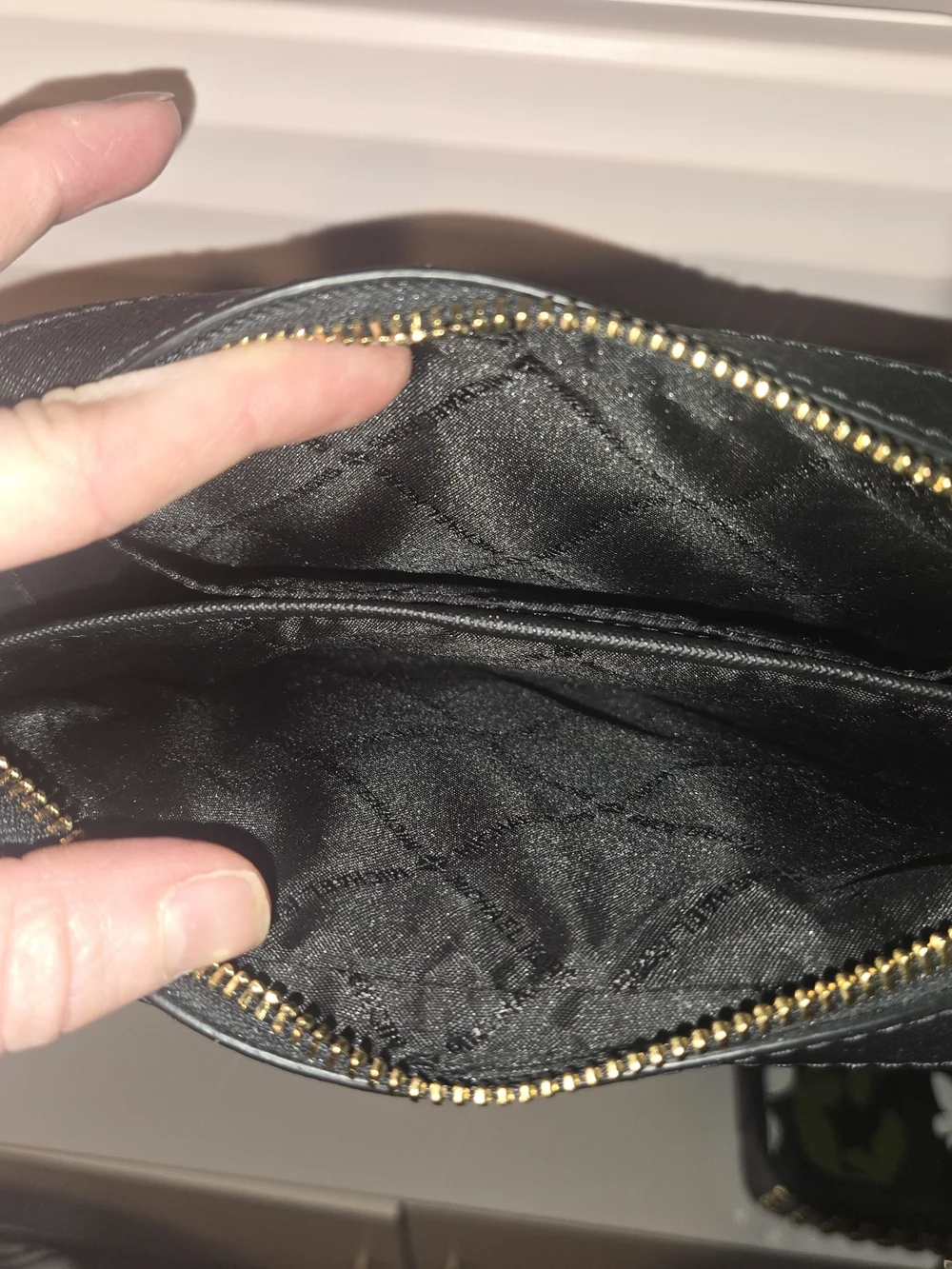 Michael Kors Black Saffiano Leather Crossbody Bag with Gold Chain